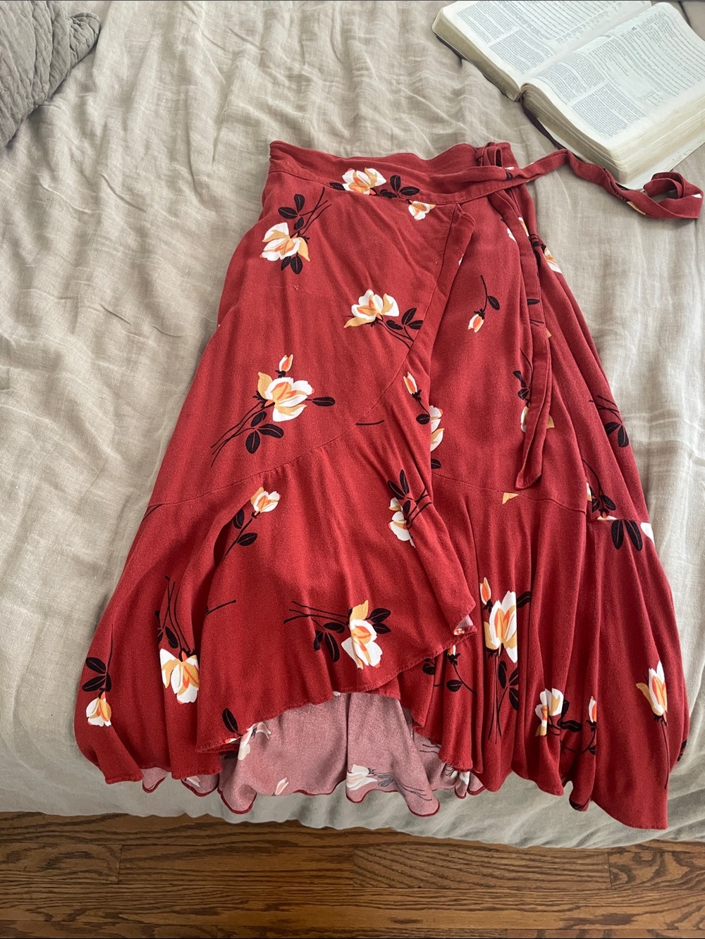 Free people  Wrap Midi Skirt in Rust Red